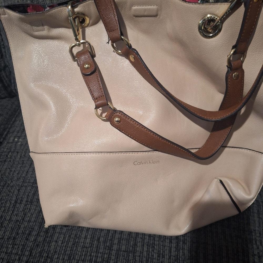 Calvin Klein Tan and Brown Tote Bag